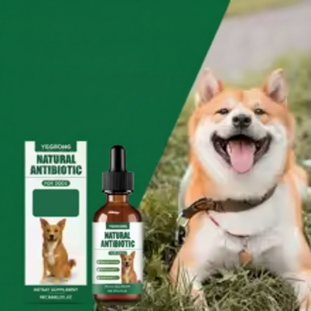 Flacon antibiotique naturel avec Shiba Inu